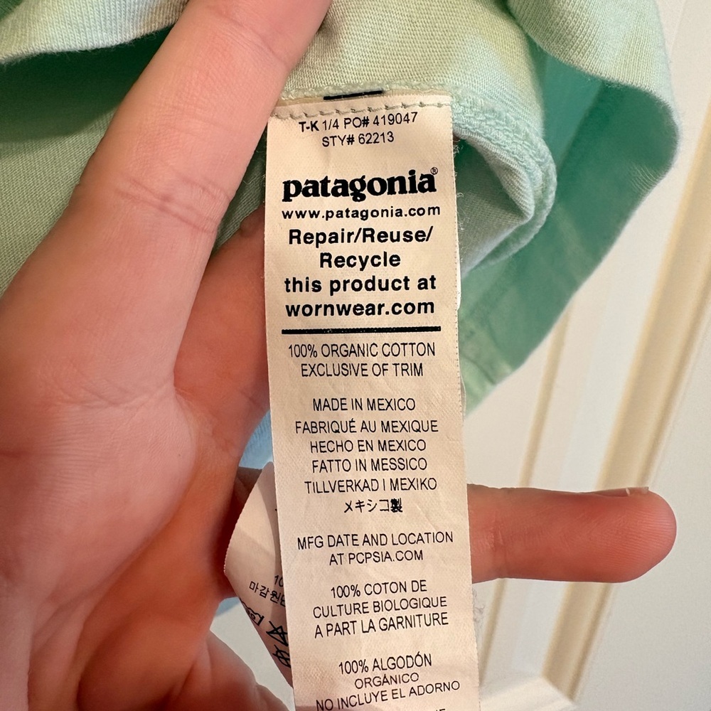 Patagonia Kids Youth XL 14 Graphic T Shirt Organic Cotton Light Green - Picture 5 of 11